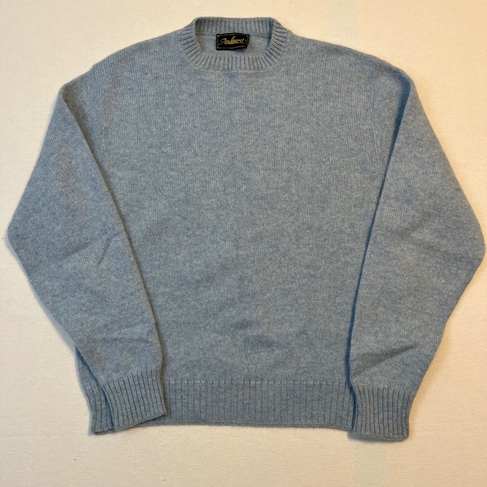 Andhurst Crewneck Sweater Mens L Blue Wool Blend Classic Preppy Heritage VTG 90s